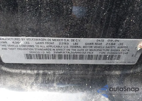 2010 Volkswagen Jetta Se z USA, uszkodzony, nr VIN 3VWRX7AJ0AM032753